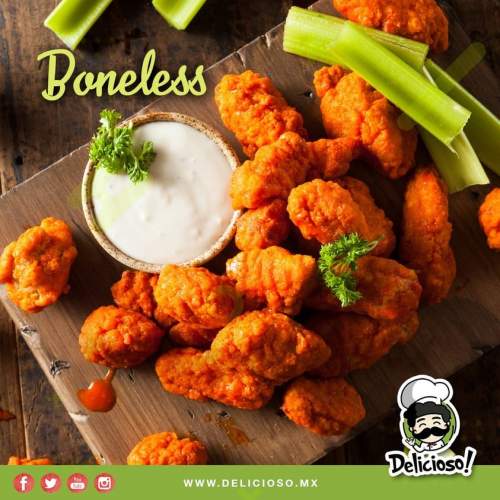 Boneless de Pollo Crujientes en Salsa BBQ/Buffalo