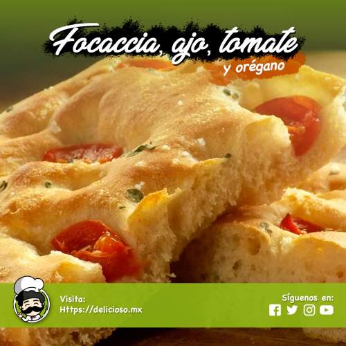 Focaccia de Ajo, Tomate y Orégano: Pan Italiano Casero